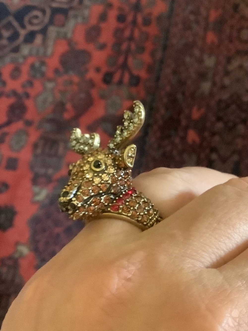 Heidi Daus Rudy Reindeer Holiday Collection Crystal Ring SZ 9 - Picture 12 of 14